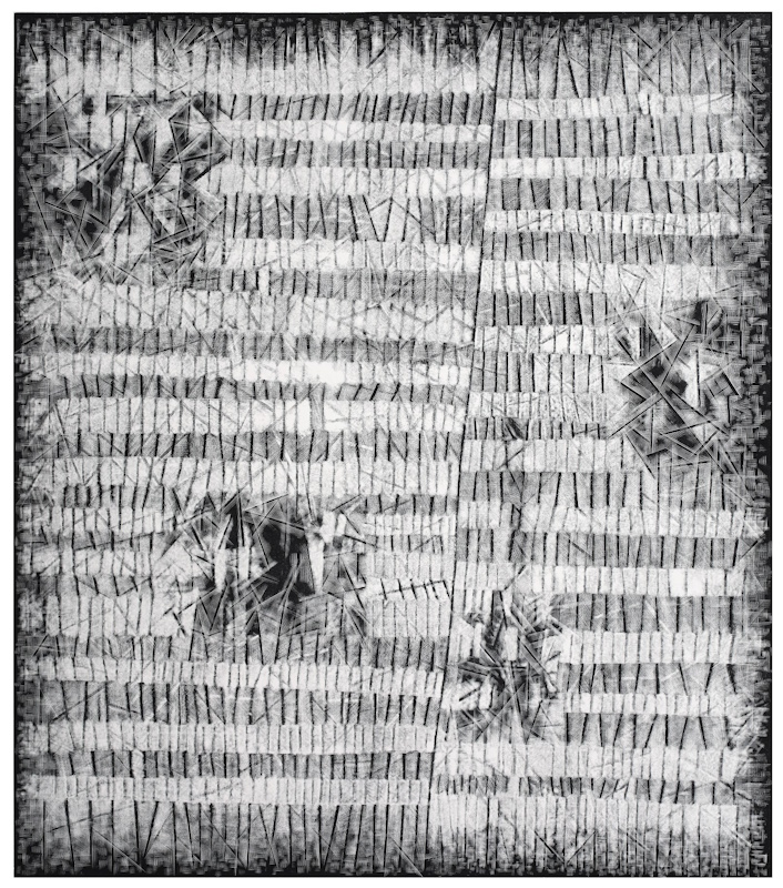 Marina Bindella Cosmografie - Durch die zum Kamm gespaltene Erde, 2002-03, xilografia (pvc), cm 70 x 50