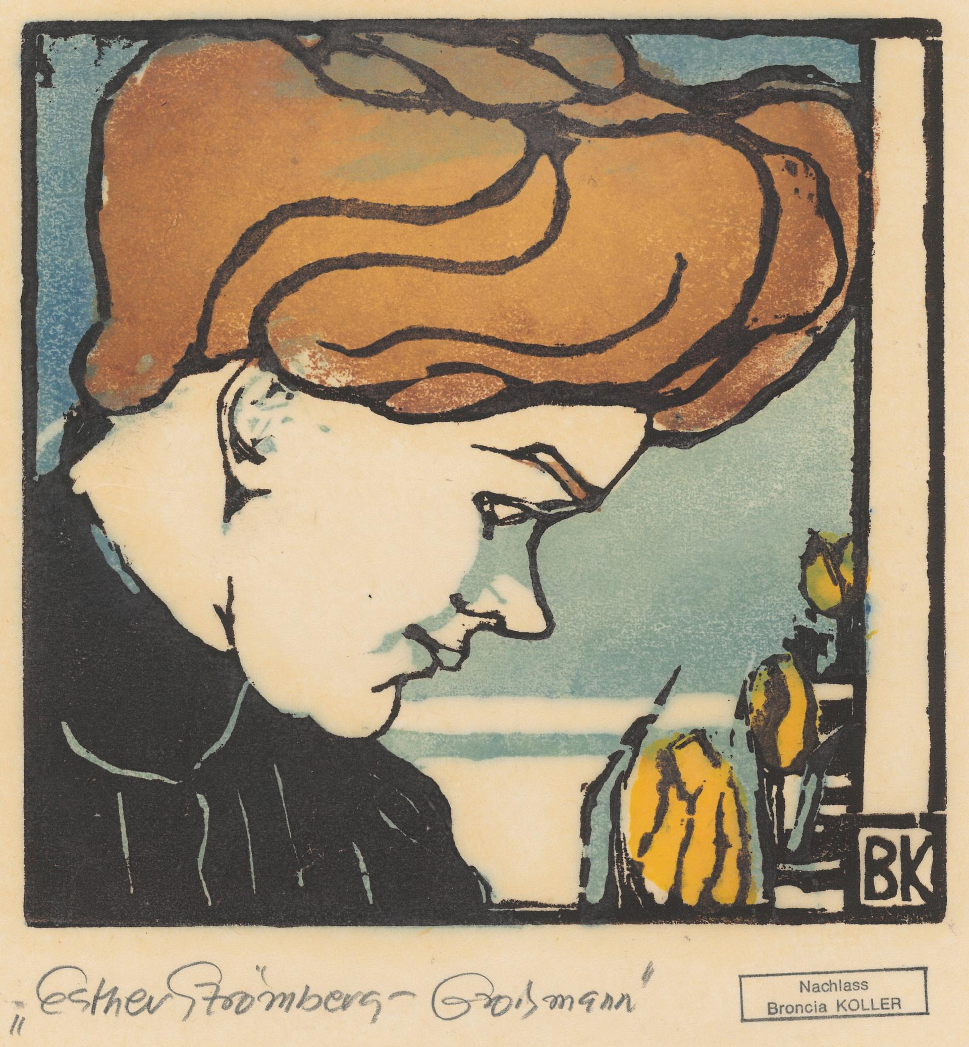  Broncia Koller-Pinnel, Ester Strömberg-Grossmann (Donna con i capelli rossi), 1905, xilografia a colori. Collezione privata, Milano