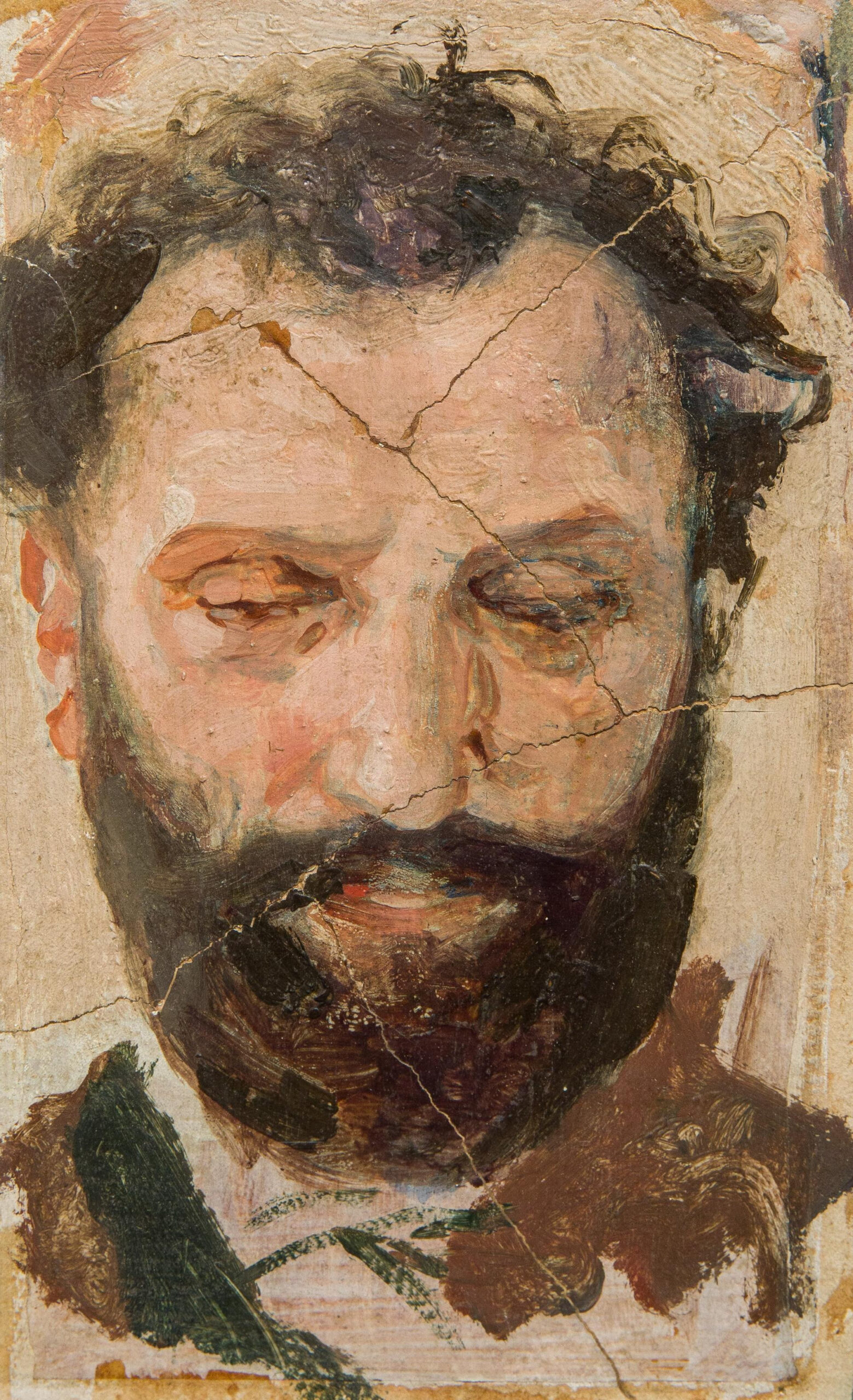 Luigi Serra, Autoritratto presso lo Studio Quattro Fontane 88 (Roma), 1884 (marzo), olio su carta, 22 x 13 cm. Museo Ottocento Bologna